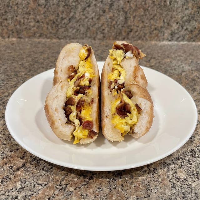 2 Eggs, Meat & Cheese Sandwich.