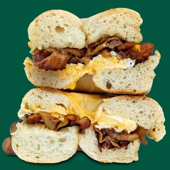 Steak Bacon Egg & Cheese Sandwich.